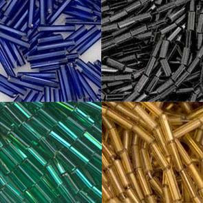 Blue, green, black, gold bugel beads
