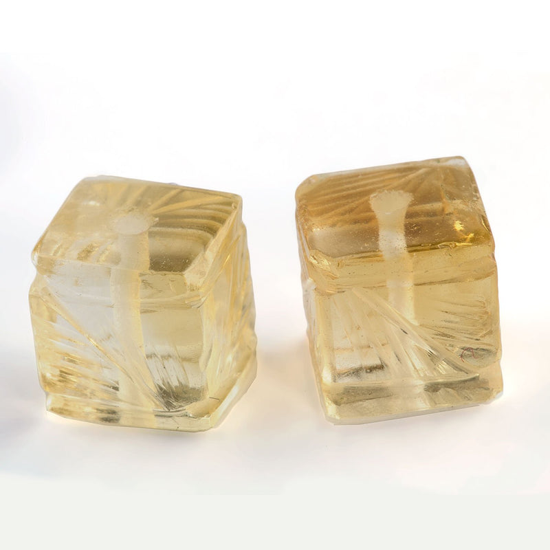 Carved cube citrine beads