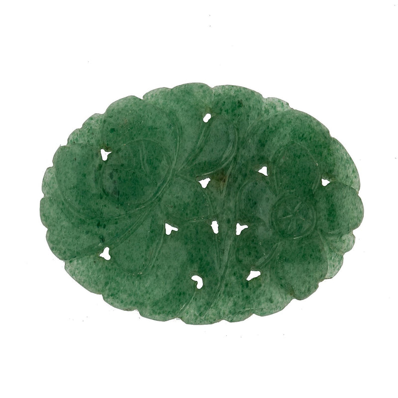 Carved green adventurine floral cabochon