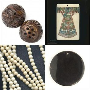 selection of bone and horn beads and pendants