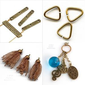 spacer bars, triangular jump rings, chain tassels, connectors and findings