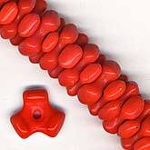 Korean red glass propeller beads
