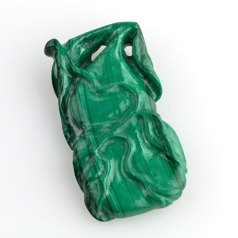 Malachite carving of a gourd for pendant