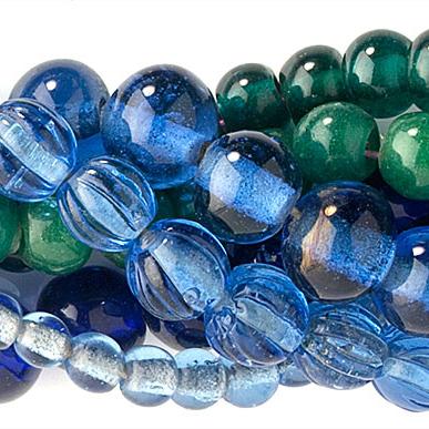 Blue and Green Peking Glass Bead strands
