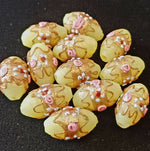 Light Yellow Fiorato Wedding Cake Beads, oval. 23x15mm. 1950s. 1 pc. b1-2089