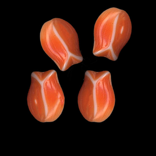 Vintage pressed glass tulip bead. West Germany 16x12mm. Pkg of 4.  b11-yo-0834