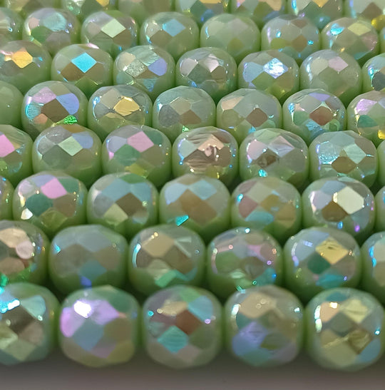 Vintage faceted AB round West Germany. 8mm. Pkg of 6. b11-gr-0925(e)