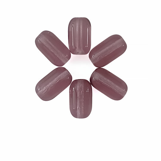 Vintage Czech amethyst glass cylinders. 14x8mm. Pkg of 6. b11-pp-0867