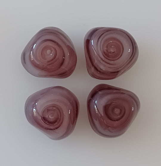 Old Venetian amethyst lampwork glass nuggets. 12x15mm. Pkg of 2. b11-pp-0875(e)