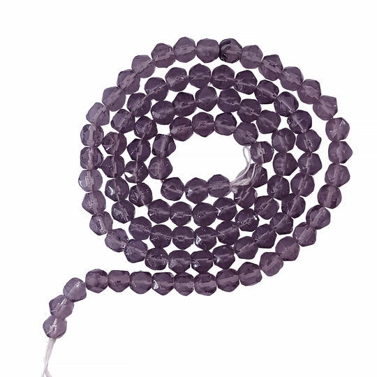 Vintage Czech English cut 5mm pale amethyst bead strand of 50. b11-pp-0990(e)