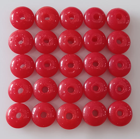 Vintage Czech red rondelles. 9mm. Pkg of 25. b11-rd-0757(e)