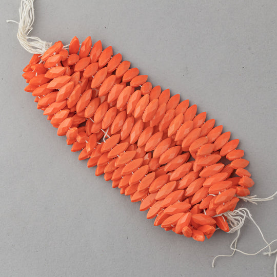 Antique opaque two hole marquise beads. 5x12mm. Pkg of 23. b11-yo-0822