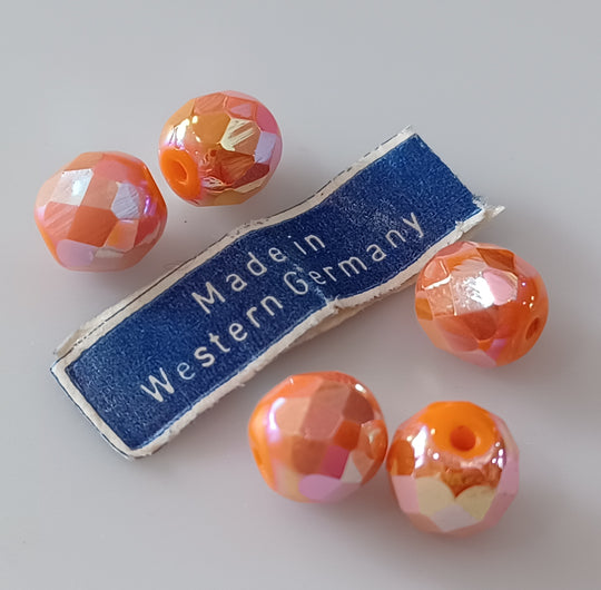 Vintage faceted AB round Germany. 8mm. Pkg of 4. b11-yo-0870-2