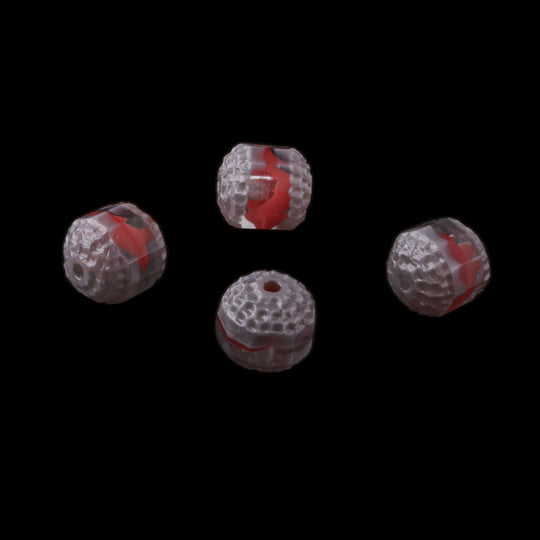 Rare vintage red cathedral window beads.  10mm. Czechoslovakia. Pkg 2. B11-rd-0862