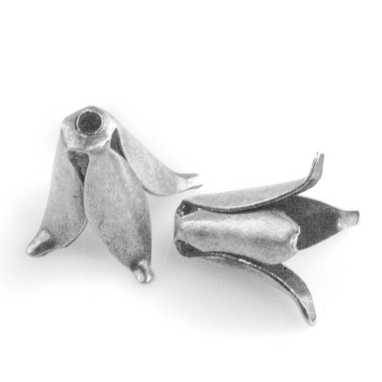 Flower petal style bead cap, silver plated brass. 10mm, pkg of 6. b9-2247s