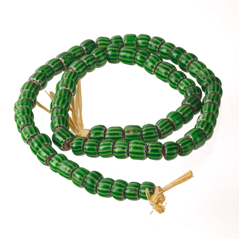 Venetian 5 layer green watermelon chevrons in a barrel shape. 1 Str. b11-gr2075