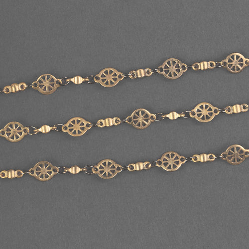 Vintage solid brass fancy station chain. 5.5mm.  1980s. Per foot.  b12-chn718