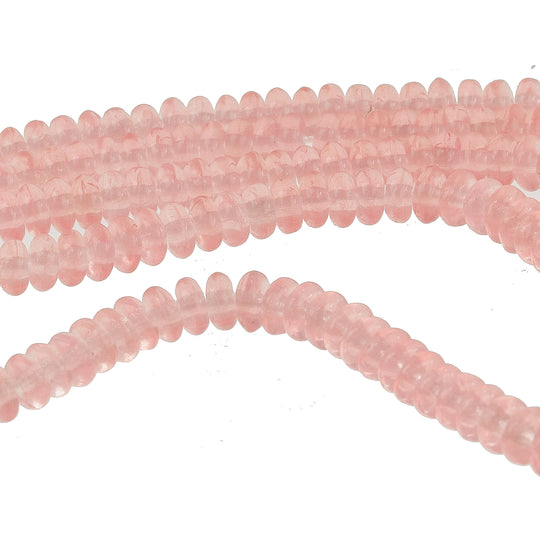 Rose opal glass rondelles.  4x1.5mm. Pkg of 20. b11-pp-0854