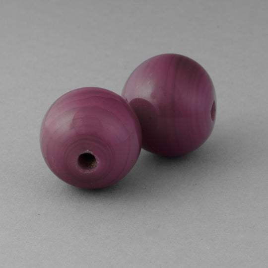 Old Chinese opaque mauve color wound glass bead 22mm. 1920 import.  Pkg.1 b11-pp-1206