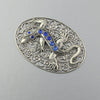 Deco Gecko rhinestone silver plated filigree pendant.  56x39mm.  b9-0923spd-1