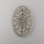 Deco Gecko rhinestone silver plated filigree pendant.  56x39mm.  b9-0923spd-1