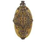 Antique yellow satin givre glass pendant.  Gablonz, Bohemia 38x22mm. Pkg 1. b5-586pd