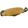 Antique yellow satin givre glass pendant.  Gablonz, Bohemia 38x22mm. Pkg 1. b5-586pd