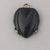 Pendant of 1920s Art Deco Bohemian black glass stone wrapped in vintage brass filiigree. b5-799pd