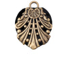 Pendant of 1920s Art Deco Bohemian black glass stone wrapped in vintage brass filiigree. b5-799pd