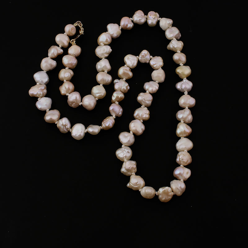 Japanese Lake Biwa natural pearl necklace & 14kt clasp 18 inches