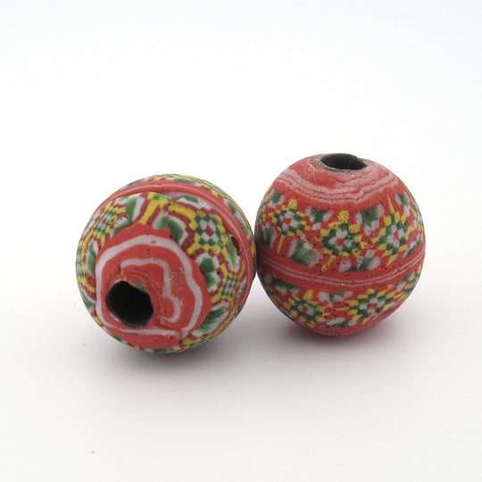Roman era Islamic checkerboard mosaic reproduction bead. 20mm. Indonesia Pkg 1. b1-2091