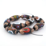 Venetian oval millefiori glass beads, with metallic aventurina stripes. 9 beads, Pkg1 Str. b1-3004