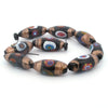 Venetian oval millefiori glass beads, with metallic aventurina stripes. 9 beads, Pkg1 Str. b1-3004