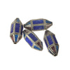 Silver plated enamel panel lantern bead. 25mm. Pkg of 1. b18-0167