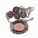 Art Deco Amethyst glass with fancy pendant necklace. j-NLAD991