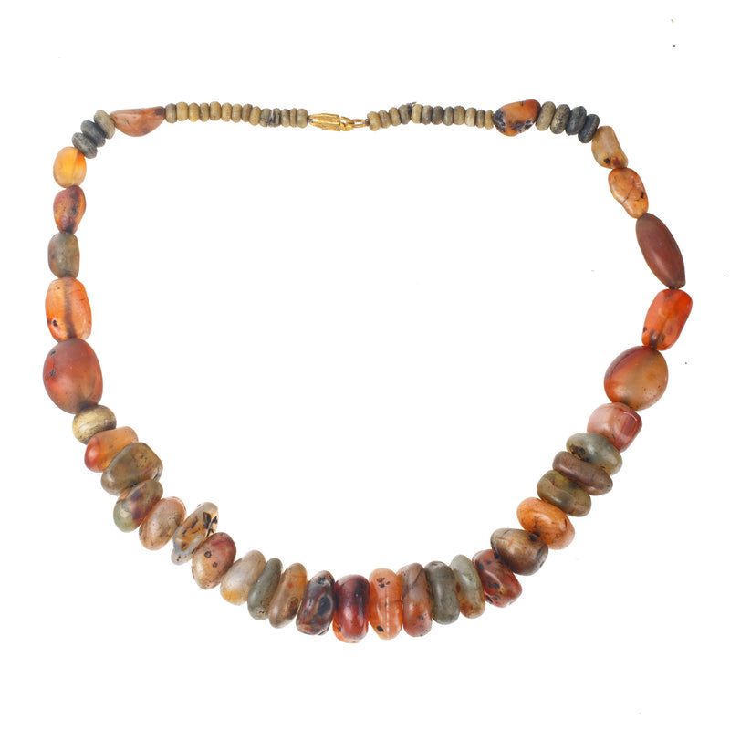 Antique Carnelian, agates, stone bead necklace