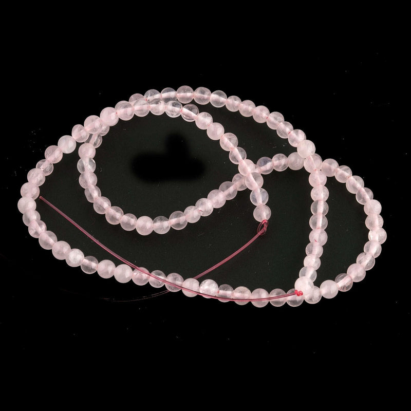 natural high quality rose quartz beads. vintage 1980s.  4mm  16 inch strand.  B4-ros341