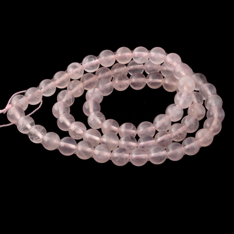 Old stock Rose Quartz 6mm beads. excellent quality from 1980s.  16 inch strand.  B4-ros343