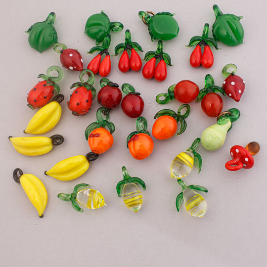 Vintage Murano hand blown glass assorted fruit pendants.  Group of 29.  B10-0435