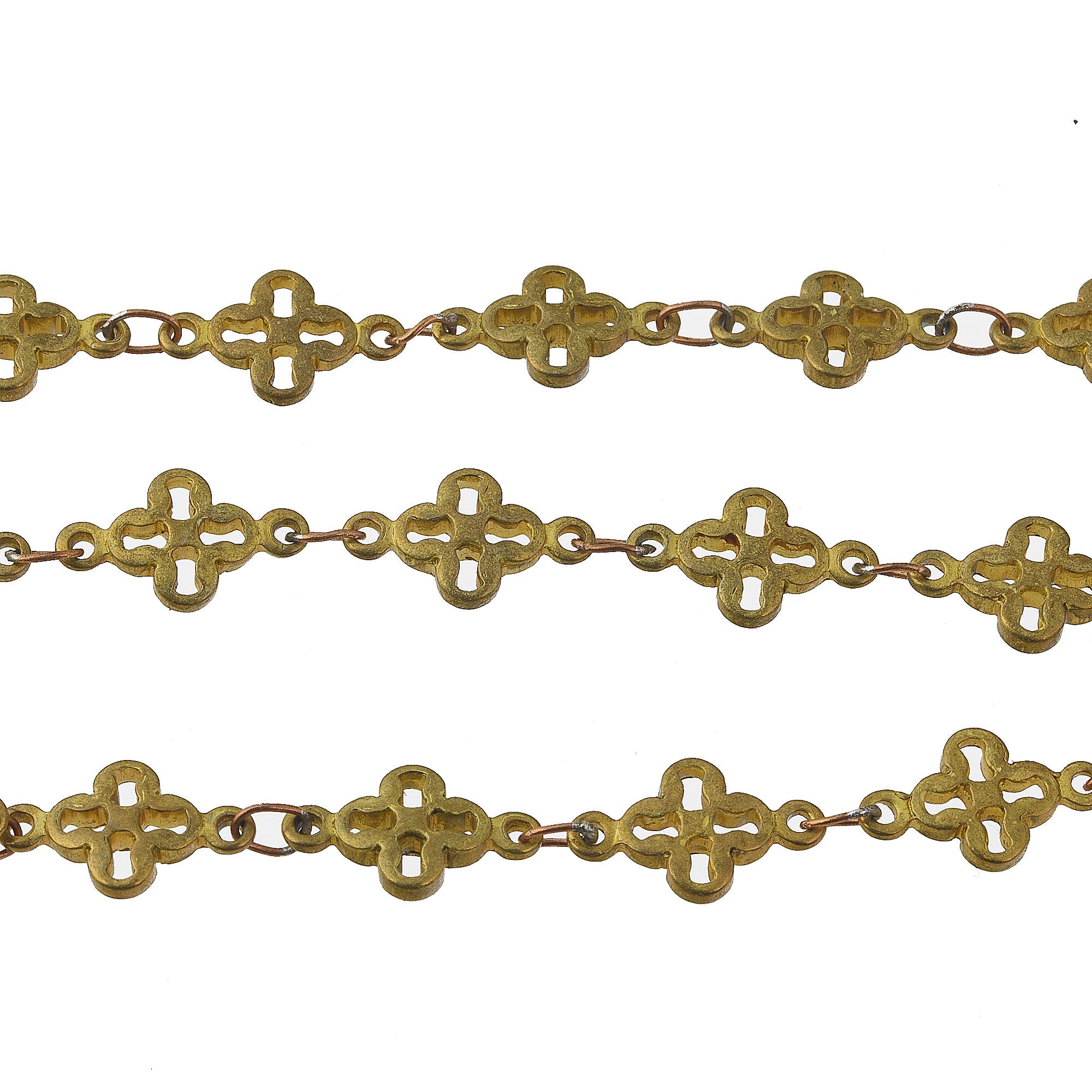 Vintage solid brass fancy four pointed open loops chain – Earthly ...
