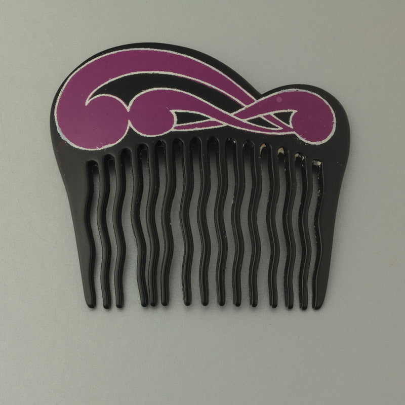 1960's French hand painted vintage hair comb. Acrylic.    ac-h-239
