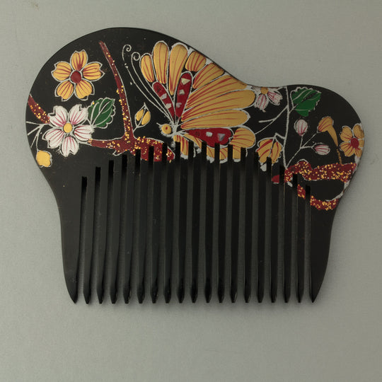 Vintage Hair comb with Flowers, hand painted, 1950's Korea. Pkg 1.  ac-h-241