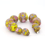 Vivid Yellow Fiorato Wedding Cake Beads, Strand of 10 beads, 9mm-15mm. b1-2090