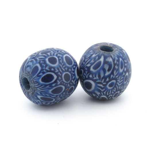 Ancient Jatim Eye Bead Replica, blue and white eyes,20mm, from Java. Pkg 1. b1-2095