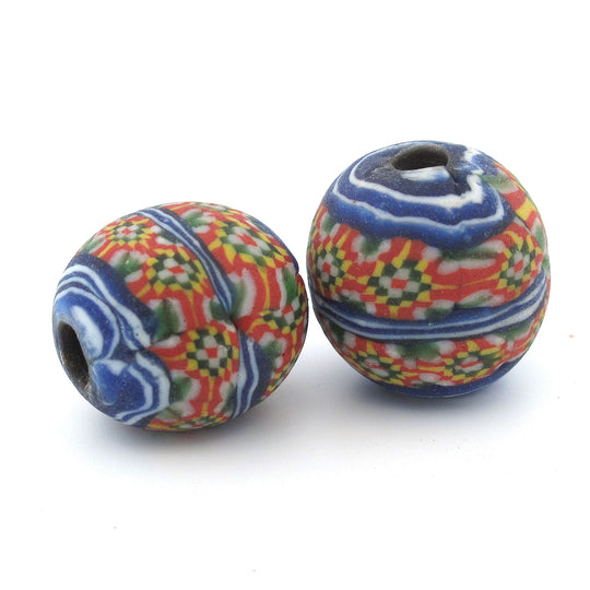 Roman era Islamic checkerboard mosaic reproduction bead. 20mm. Indonesia. Pkg 1. b1-2098