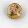 Reverse Painted Glass Bead, brown, bird and flowers. Pkg 1. China. b10-0008B