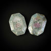 Vintage Chinese Mother of Pearl Inlaid etched and painted bead 27x35x10mm.  b10-0101