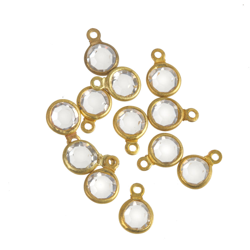 Austrian Crystal and brass rounds-17ss, Crystal, 1 ring,4.5mm, pkg 12. b10-0117i