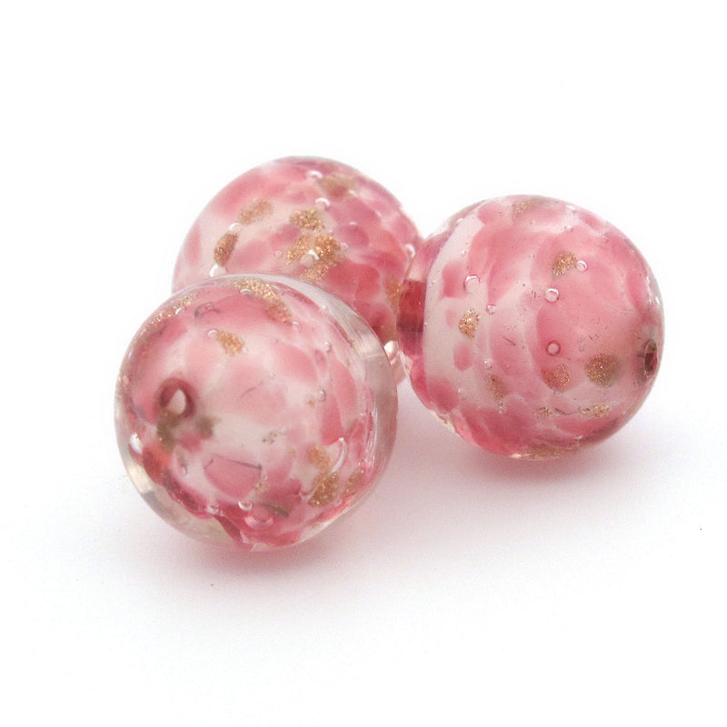 Vintage pink and aventurine sommerso glass beads from Murano. Pkg 1. B11-PP-1276