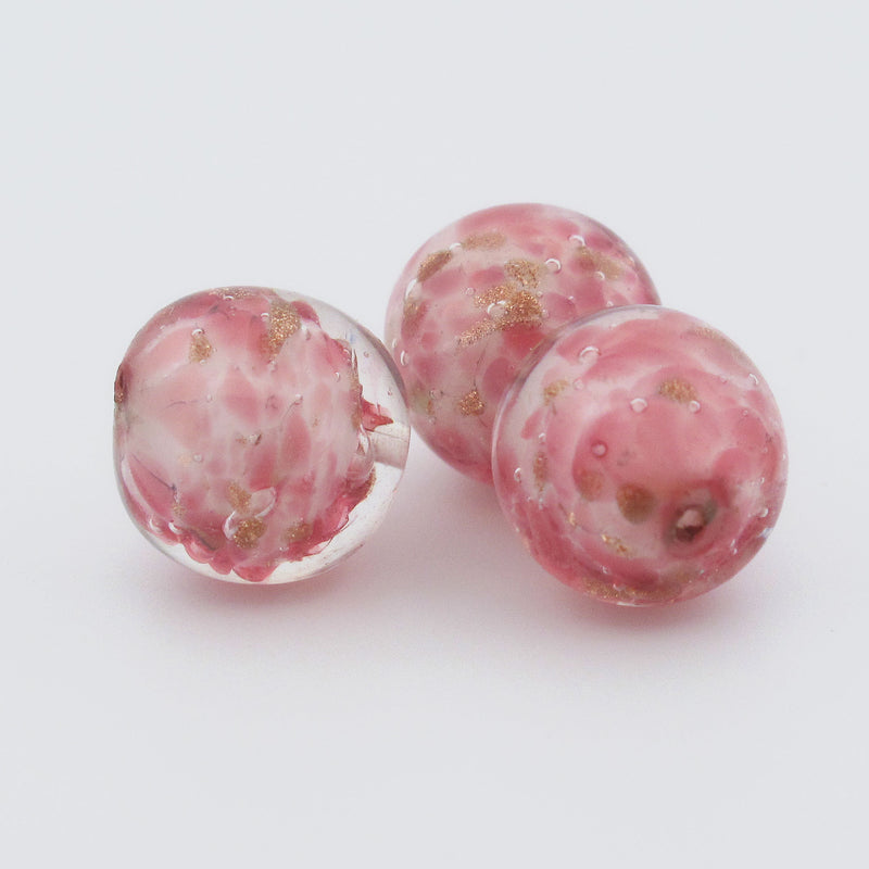 Vintage pink and aventurine sommerso glass beads from Murano. Pkg 1. B11-PP-1276